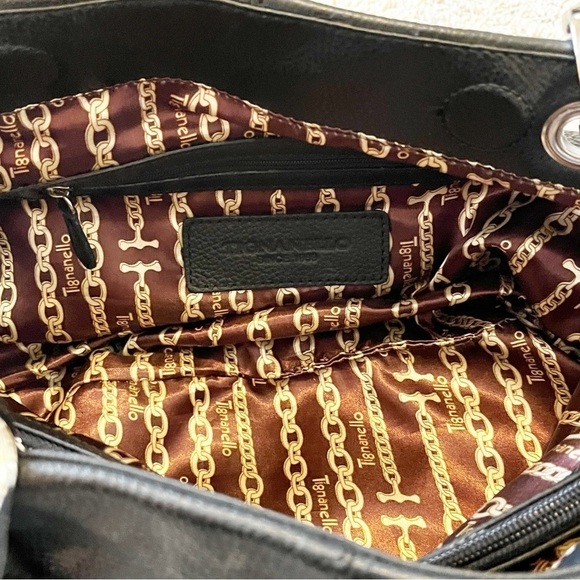 Tignanello Black Leather Shoulder Handbag Shoulder Classic Bucket Hobo NO STRAP - Picture 7 of 12